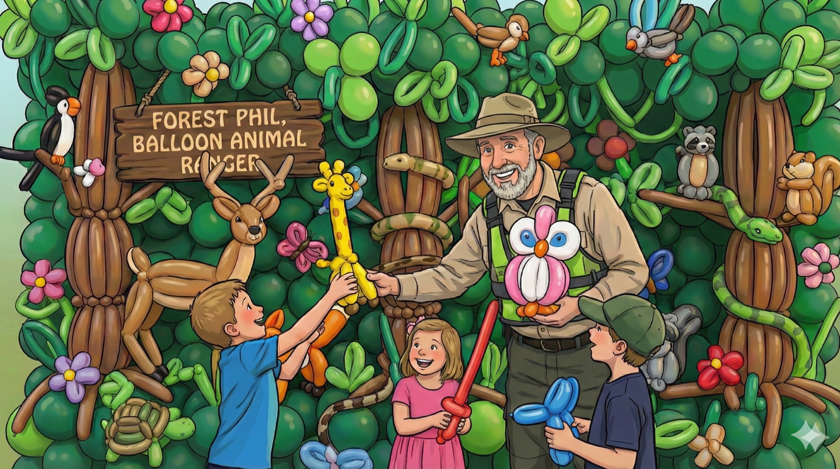 Forest Phil Balloon Twister Hamilton Ontario Passing Balloon Animals to kids