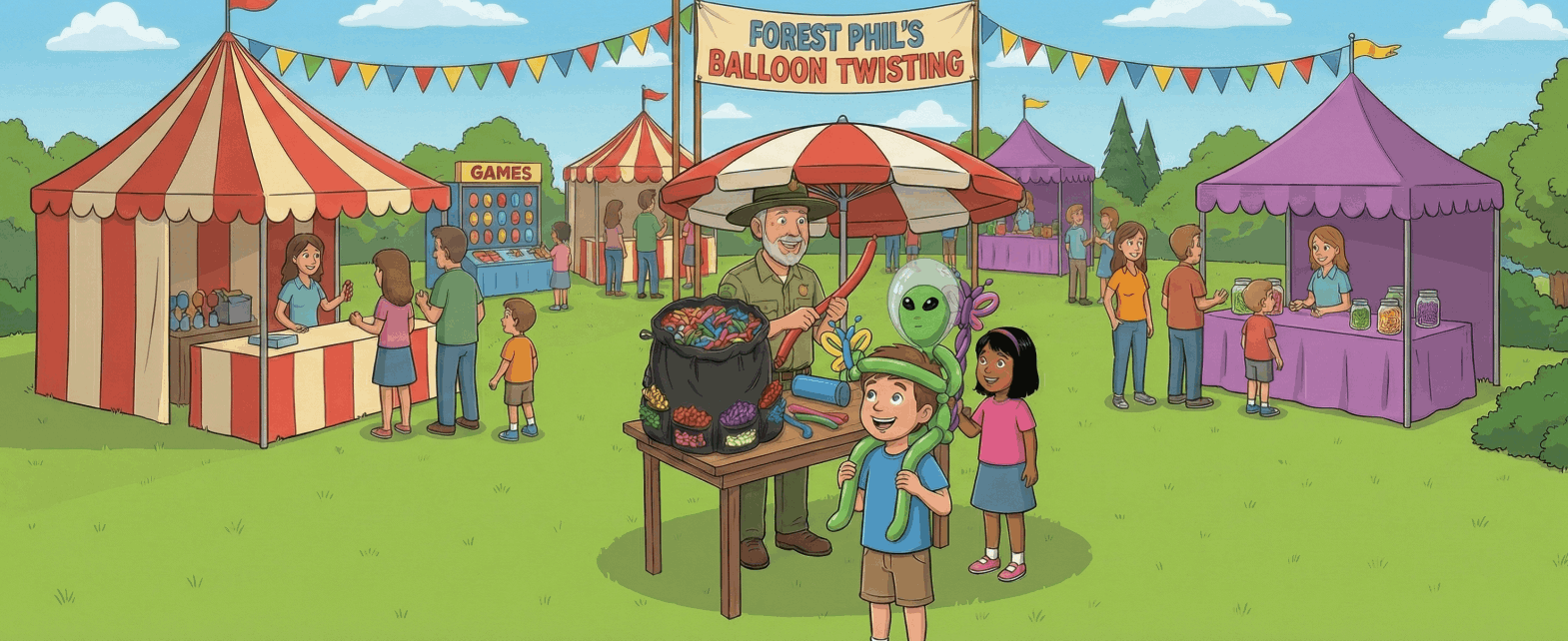 Forest Phil Balloon Animal Twisting at Ontario Fair and Festivals