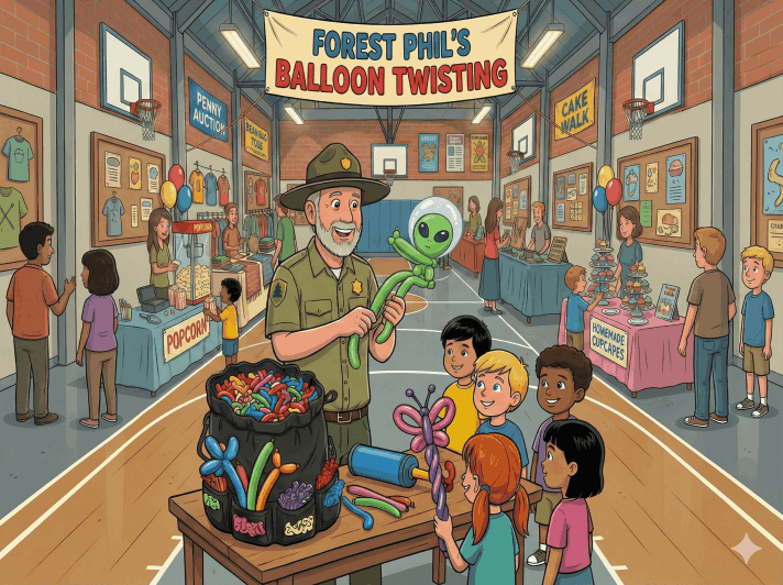 Forest Phil Balloon Ranger at Fundraiser for School in Ontario Canada