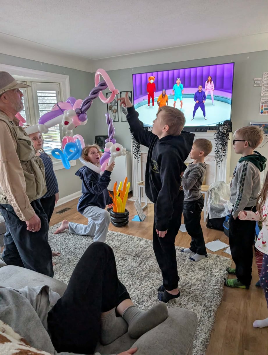 Forest Phil the Balloon Animal Ranger leading birthday party games Hamilton  
