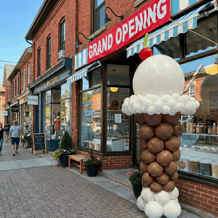 Custom balloon Columns and Arches for Retail Promotions. Ice Cream Cone Balloon Column Hamilton