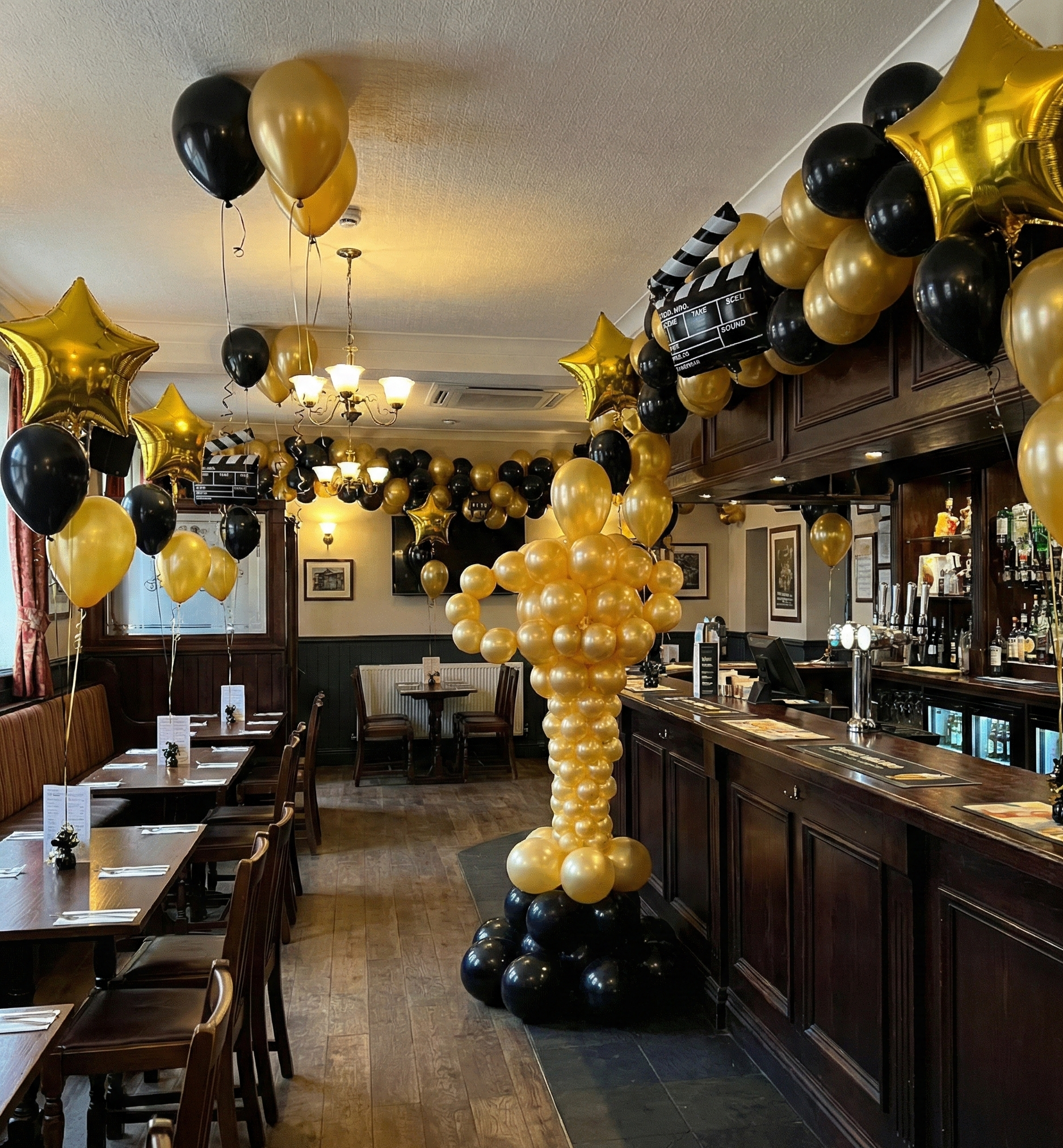 Balloon Column and Decor for Oscar Party Event Hamilton Ontario Restaurant