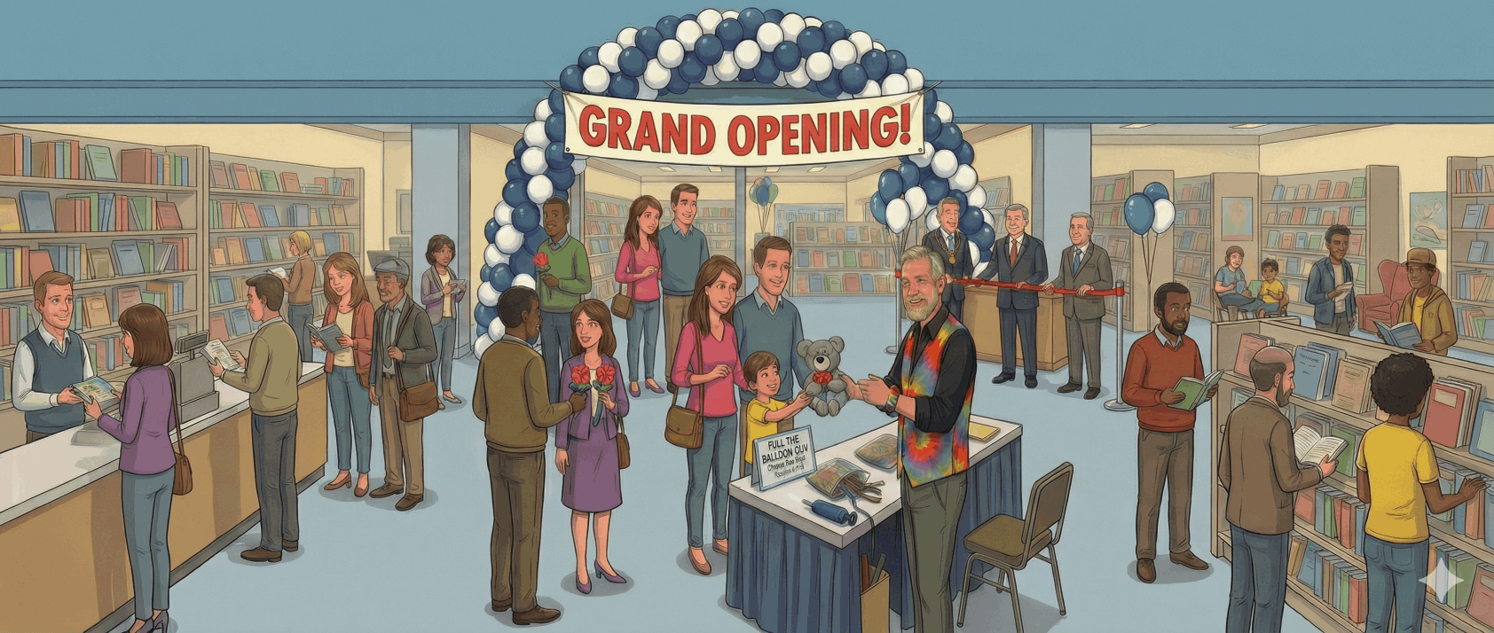 Phil the Balloon Guy Twisting Balloons at Grand Business Opening Ontario