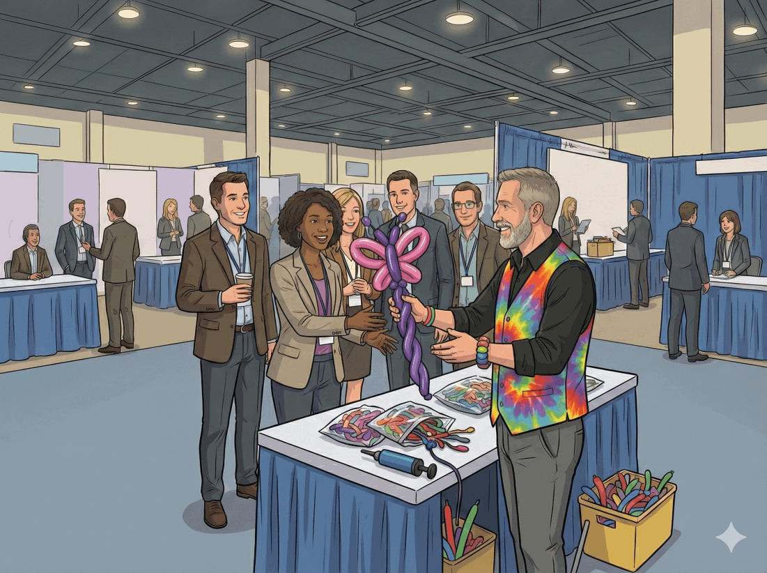 Phil the Balloon Guy Twisting Balloons at Wedding in Hamilton ON