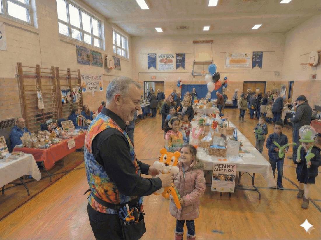 Phil the Balloon Guy Twisting Balloons at School Fundraiser Hamilton Ontario