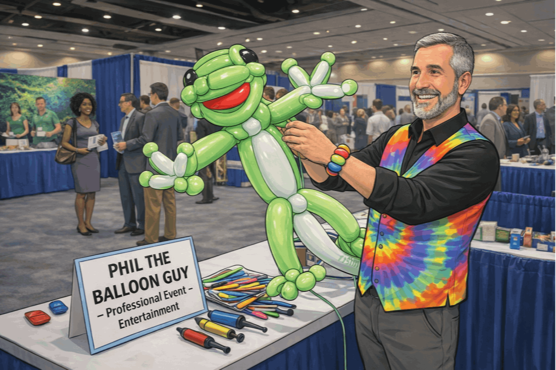 Phil the Balloon Guy Twisting Balloons at Conference  Ontario