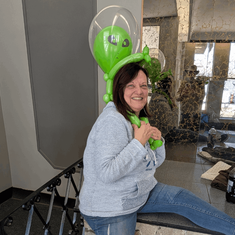Woman with Balloon Aline by  Forest Phill the Balloon Animal Ranger Hamilton